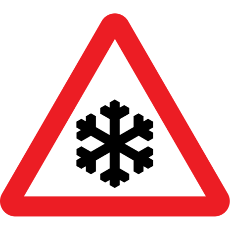 Winter driving checks snow sign